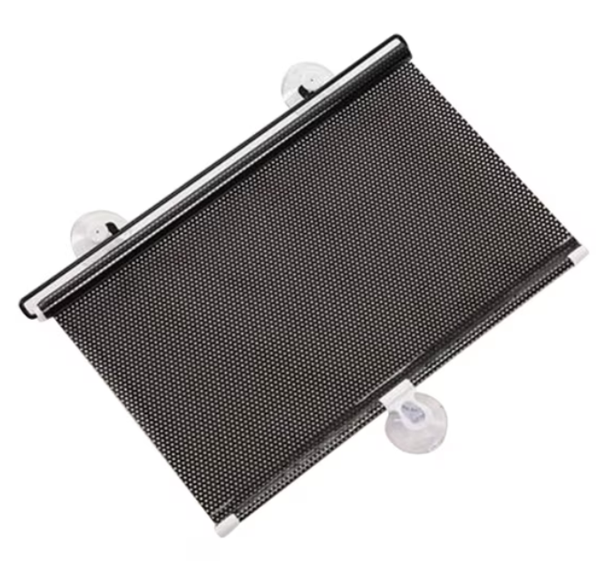 Parasolar auto cu ventuze retractabil negru 68 cm x 125 cm